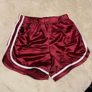 Shiny maroon shorts